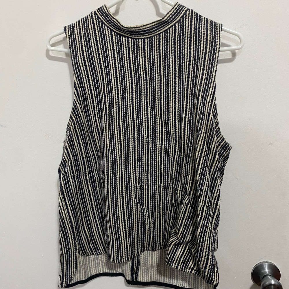 Madewell Navy & Cream Vertical Stripe Sleeveless Knit Tank